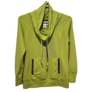 Halcyon Cowl Neck Sweatshirt‎ Lime Green Soft Women's Size L Pullover Athleisure